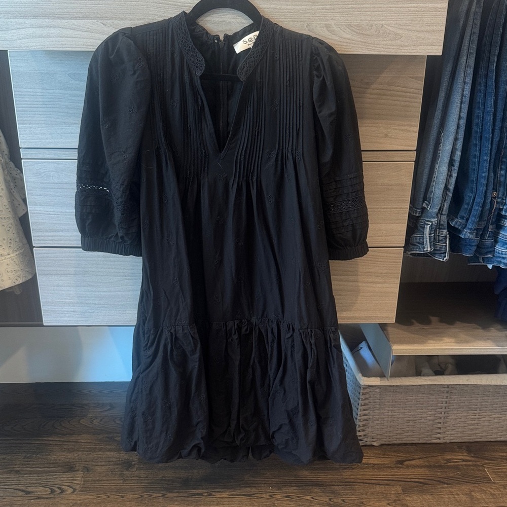 Sea Black Midi Dress